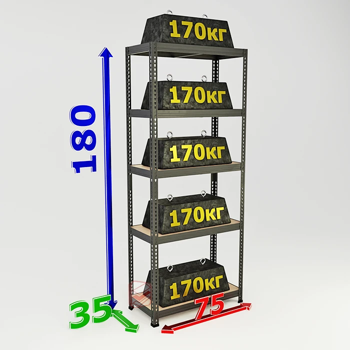 Стеллаж сборный SBL 180х75х35 5 полок фото СтеллажМастер